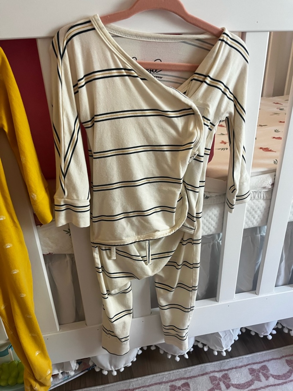 Bonsie skin to skin pajamas - navy blue and yellow stripes